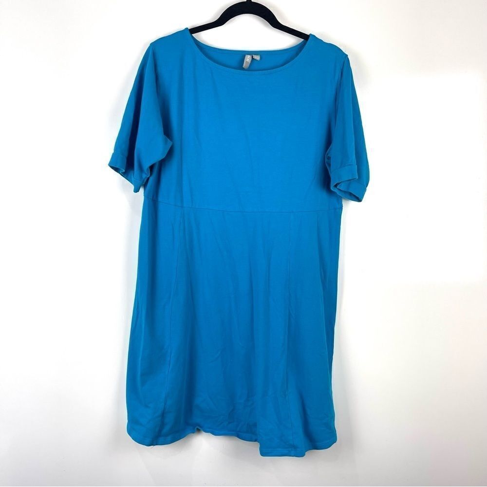 ASOS Blue Short Sleeve Cotton Dress Size 16 Plus Size